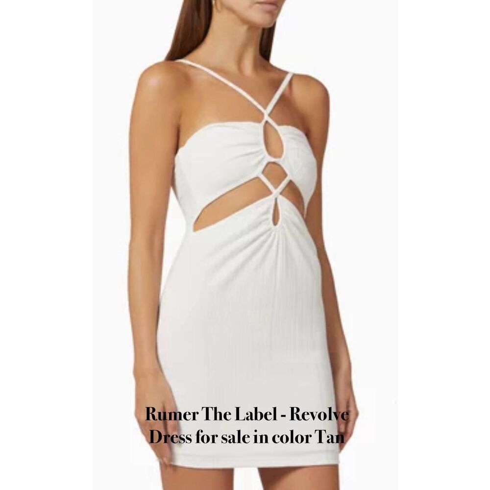 Rumer Dress Womens Small Nude Oasis Mini Cutout Front Textured Sleeveless NWT